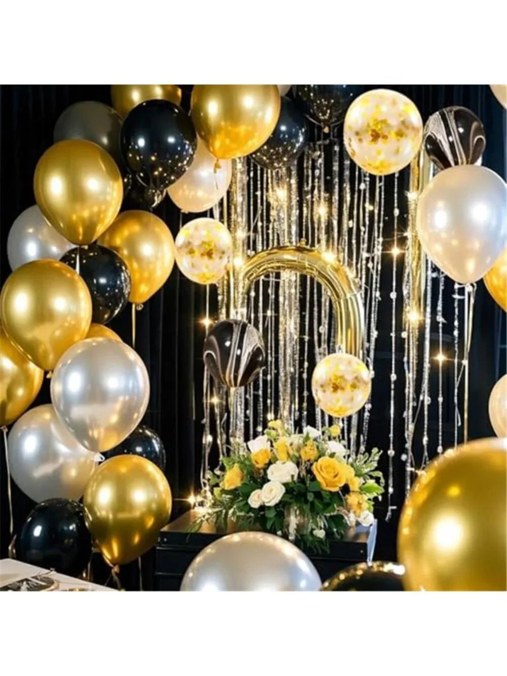 Black Gold Birthday Balloon Arch Kit Backdrop Garland Party Decoration Set